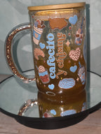 Lava Drip Tumblers with a decorated removable lid