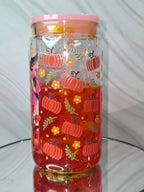 16oz Plastic Snow Globe Tumbler with Colored Lid and Straw