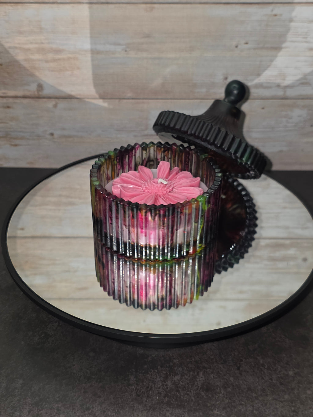 Resin Striped Candle Jar