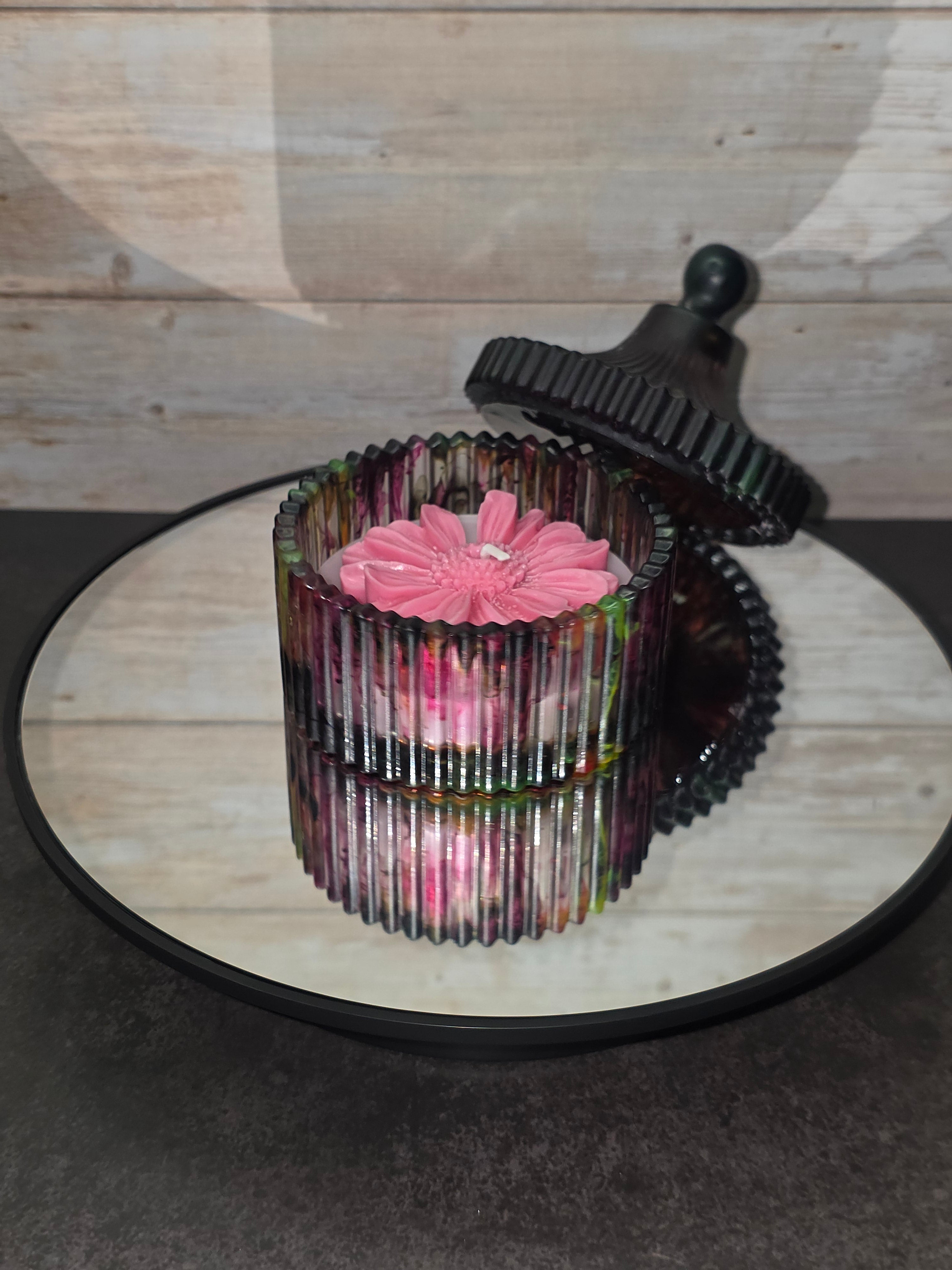 Resin Striped Candle Jar