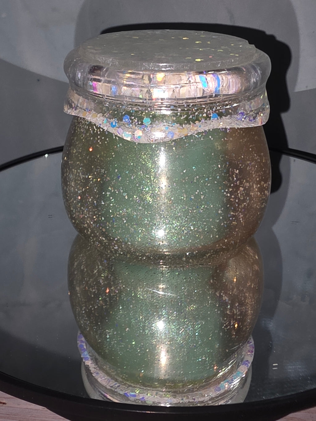 Resin Jar with Screw Lid and Decorated Candle