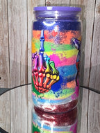 16oz Plastic Snow Globe Tumbler with Colored Lid and Straw