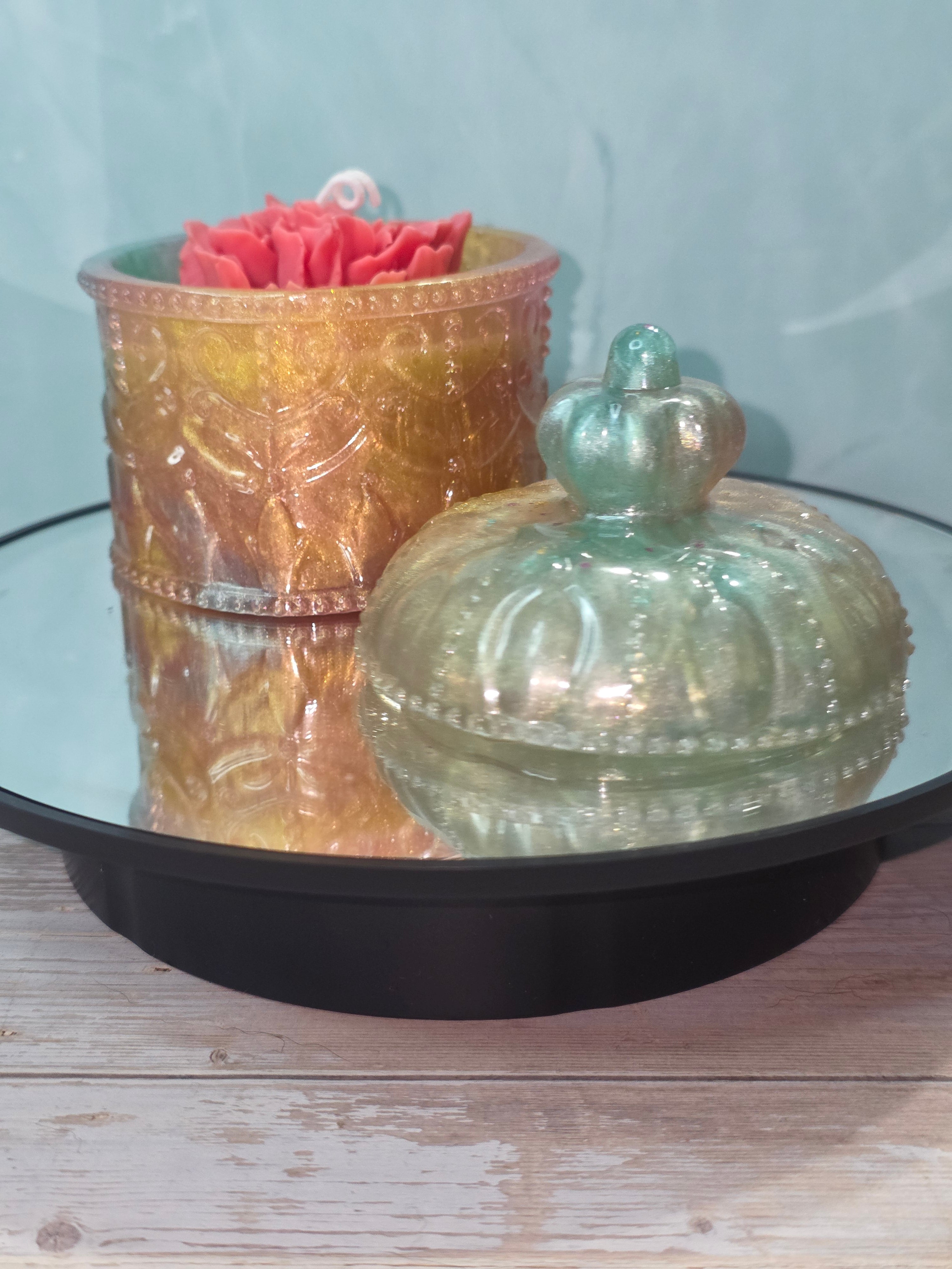 Resin Jar with Lid and Candle