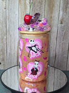 16oz Glass Snow Globe Tumbler with Glitter in handle