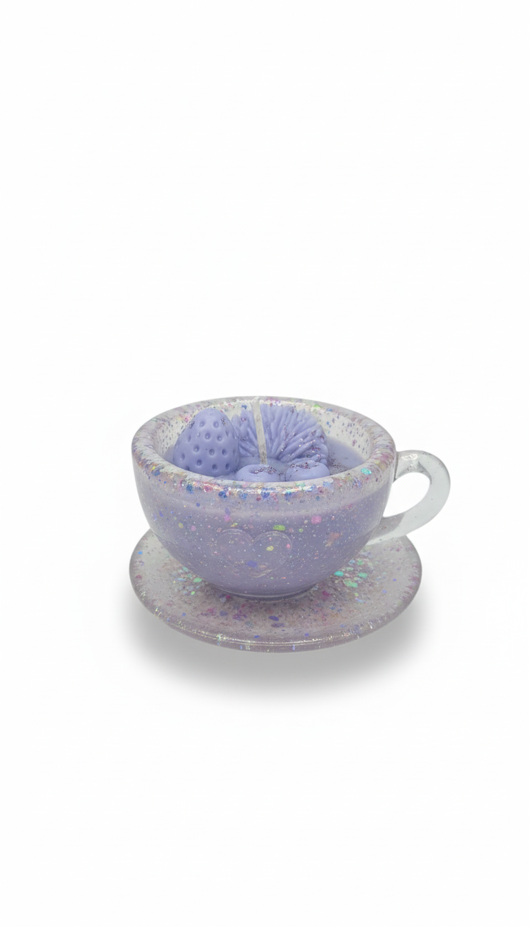 Resin Teacup Blueberry Decorated Candles
