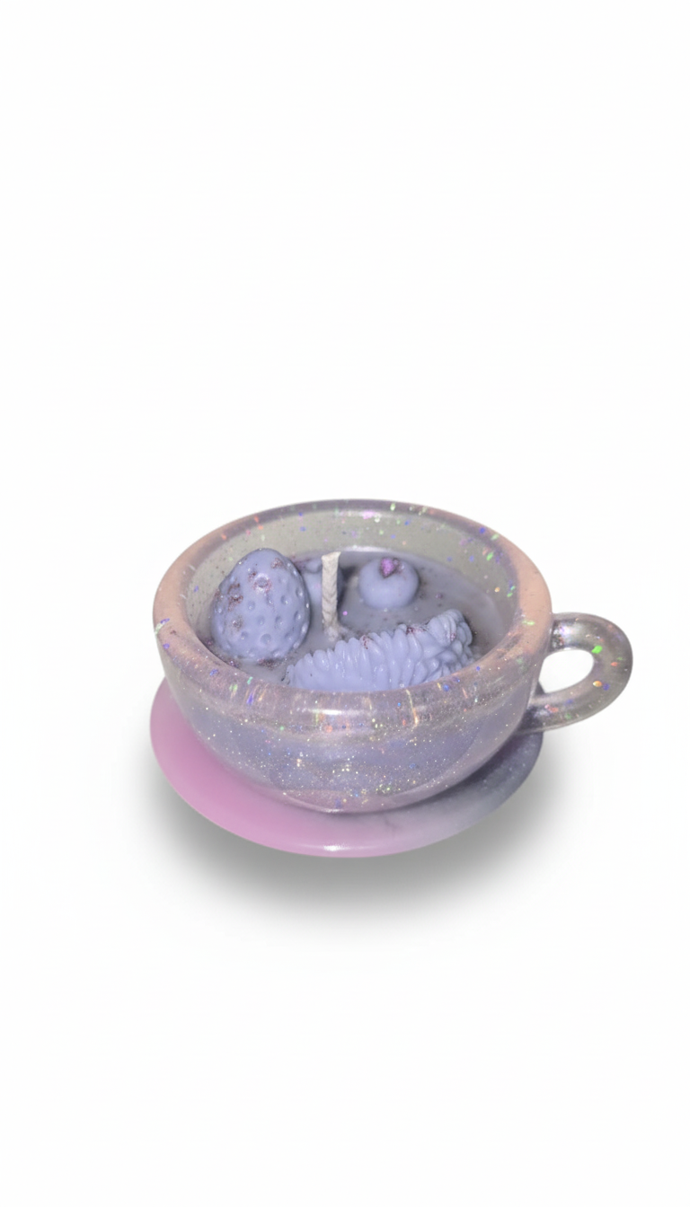 Resin Teacup Blueberry Decorated Candles