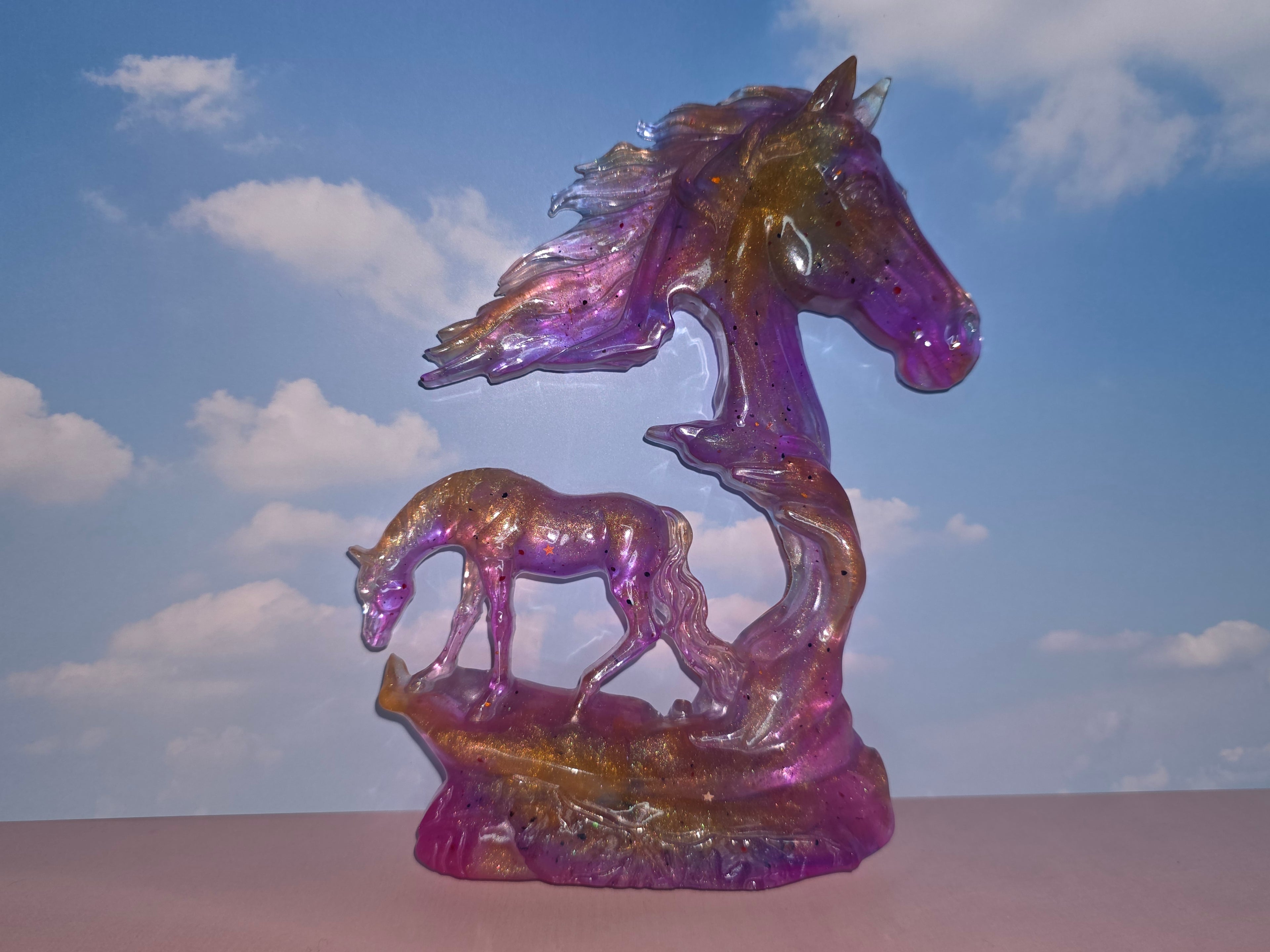 Multi Color Resin Horse Sculpture
