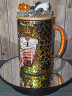 16oz Glass Snow Globe Tumbler with Glitter in handle