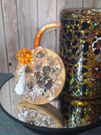 16oz Glass Snow Globe Tumbler with Glitter in handle