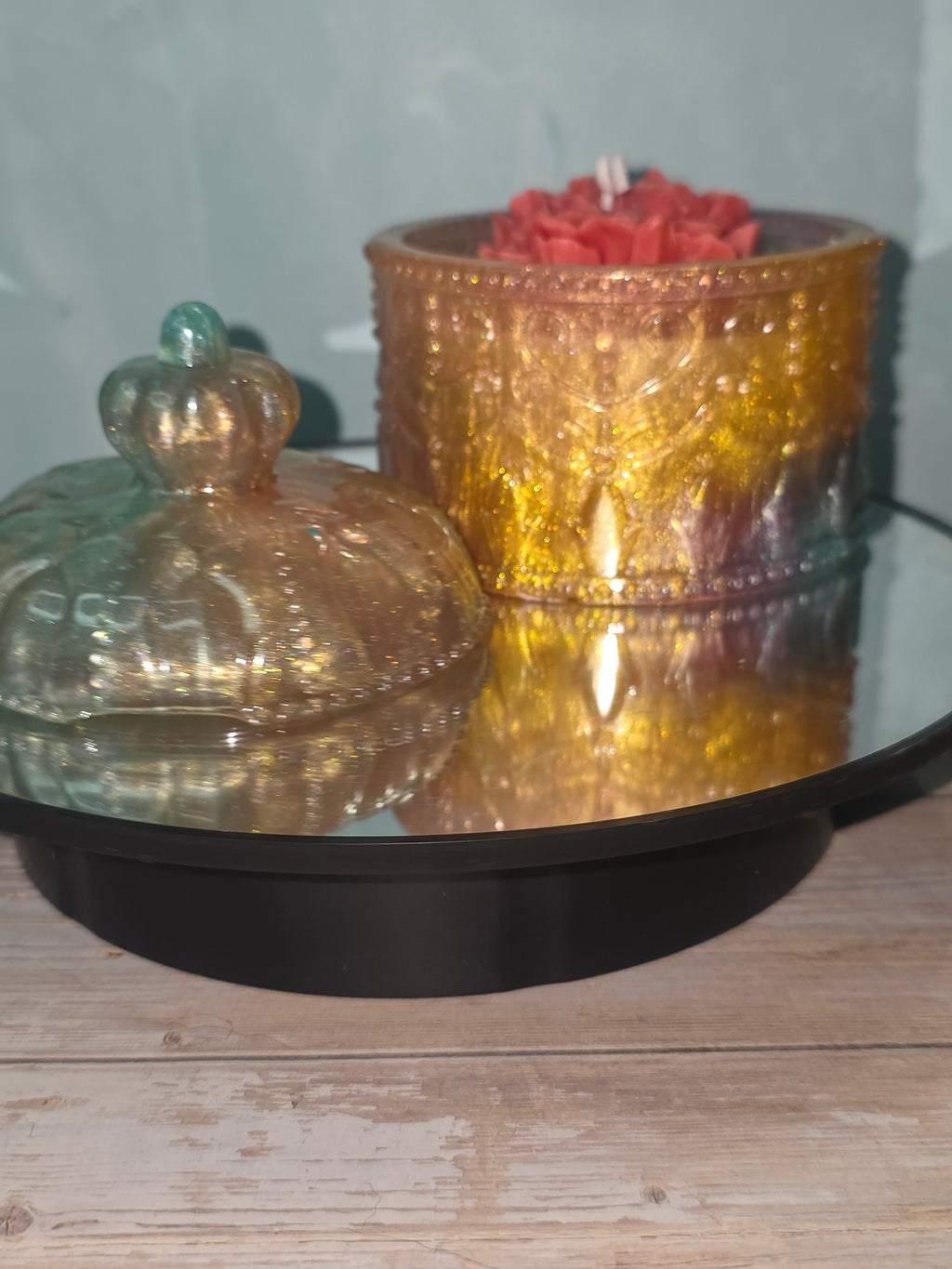 Resin Jar with Lid and Candle