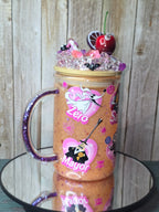16oz Glass Snow Globe Tumbler with Glitter in handle