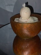 Resin Circular Jar with Snowman Candle