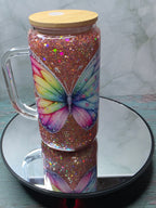 16oz Glass Snow Globe Tumblers with handle