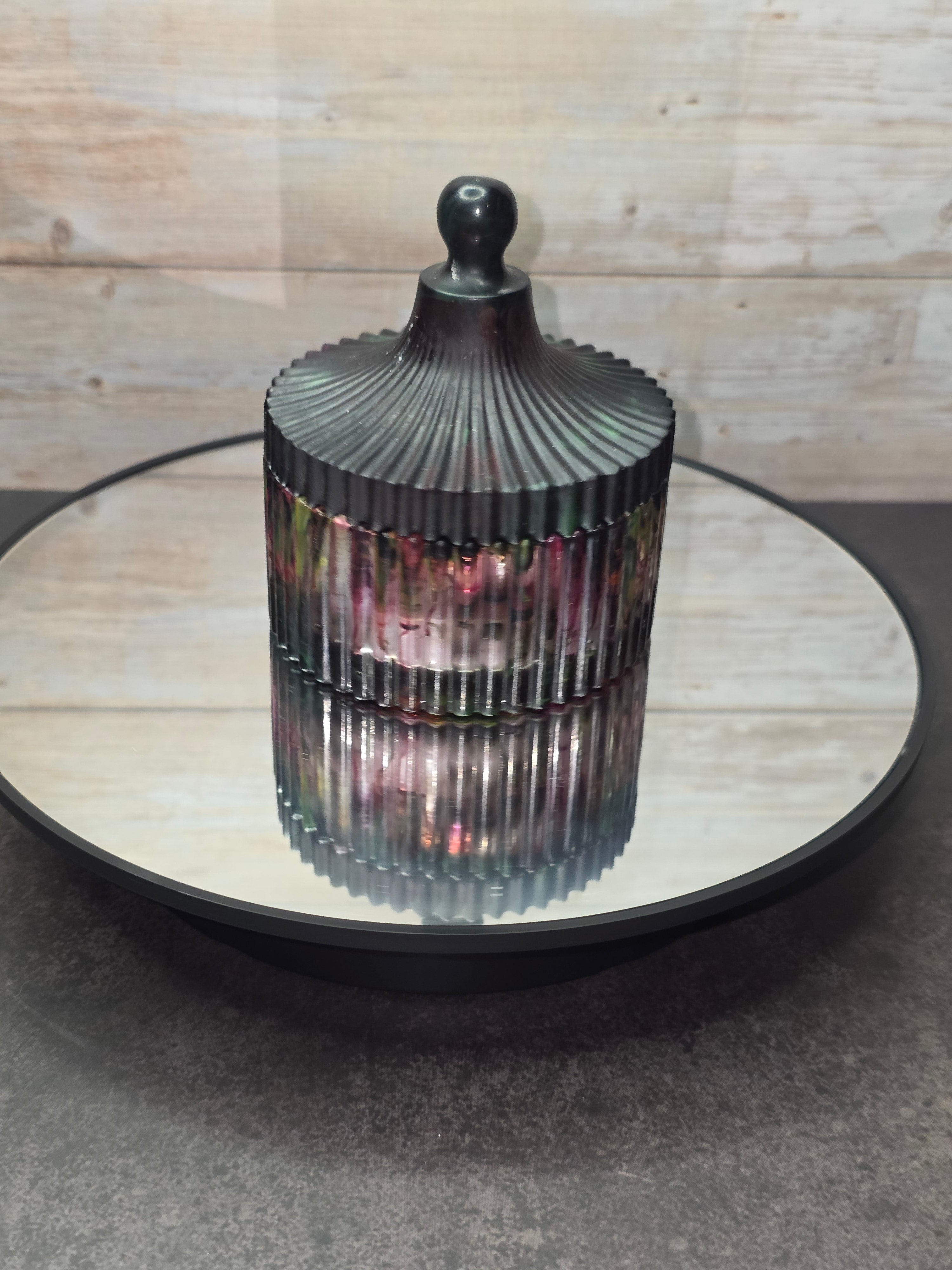 Resin Striped Candle Jar