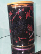 Lava Drip Tumblers with a decorated removable lid