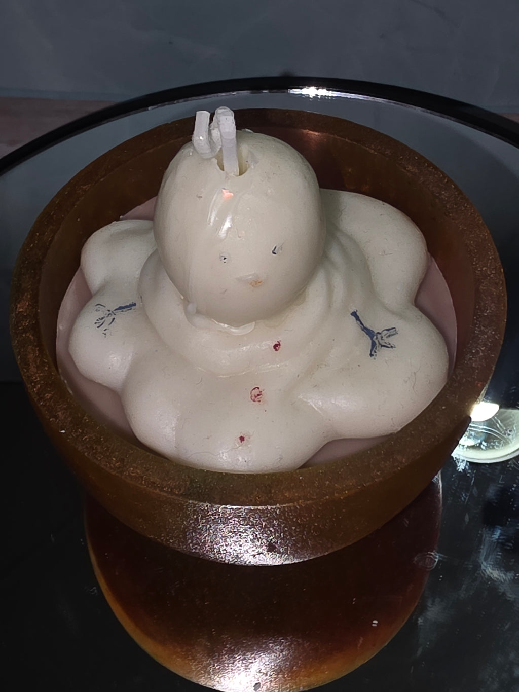 Resin Circular Jar with Snowman Candle