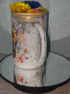 16oz Glass Snow Globe Tumbler with Glitter in handle