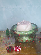 Peppermint Pumpkin Kiss candle in a handmade resin vessel