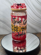 16oz Glass Blood Drip Tumblers with handle and decorated removable lid