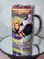 16oz Glass Snow Globe Tumbler with Glitter in handle
