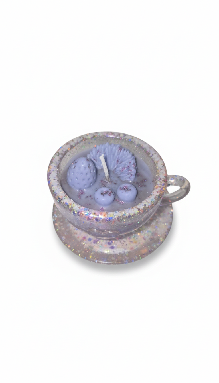 Resin Teacup Blueberry Decorated Candles
