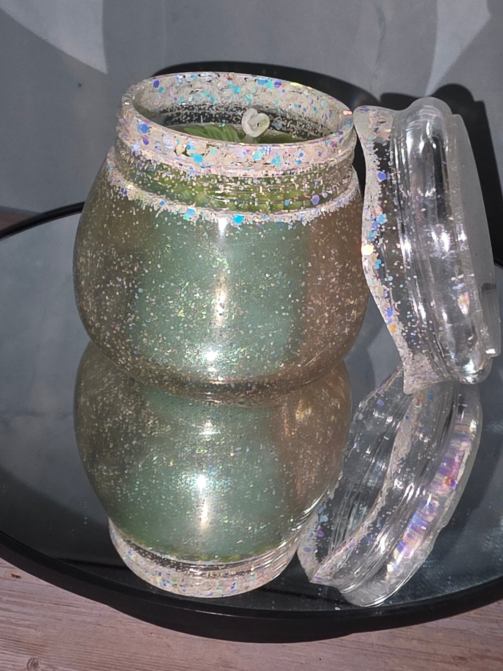 Resin Jar with Screw Lid and Decorated Candle