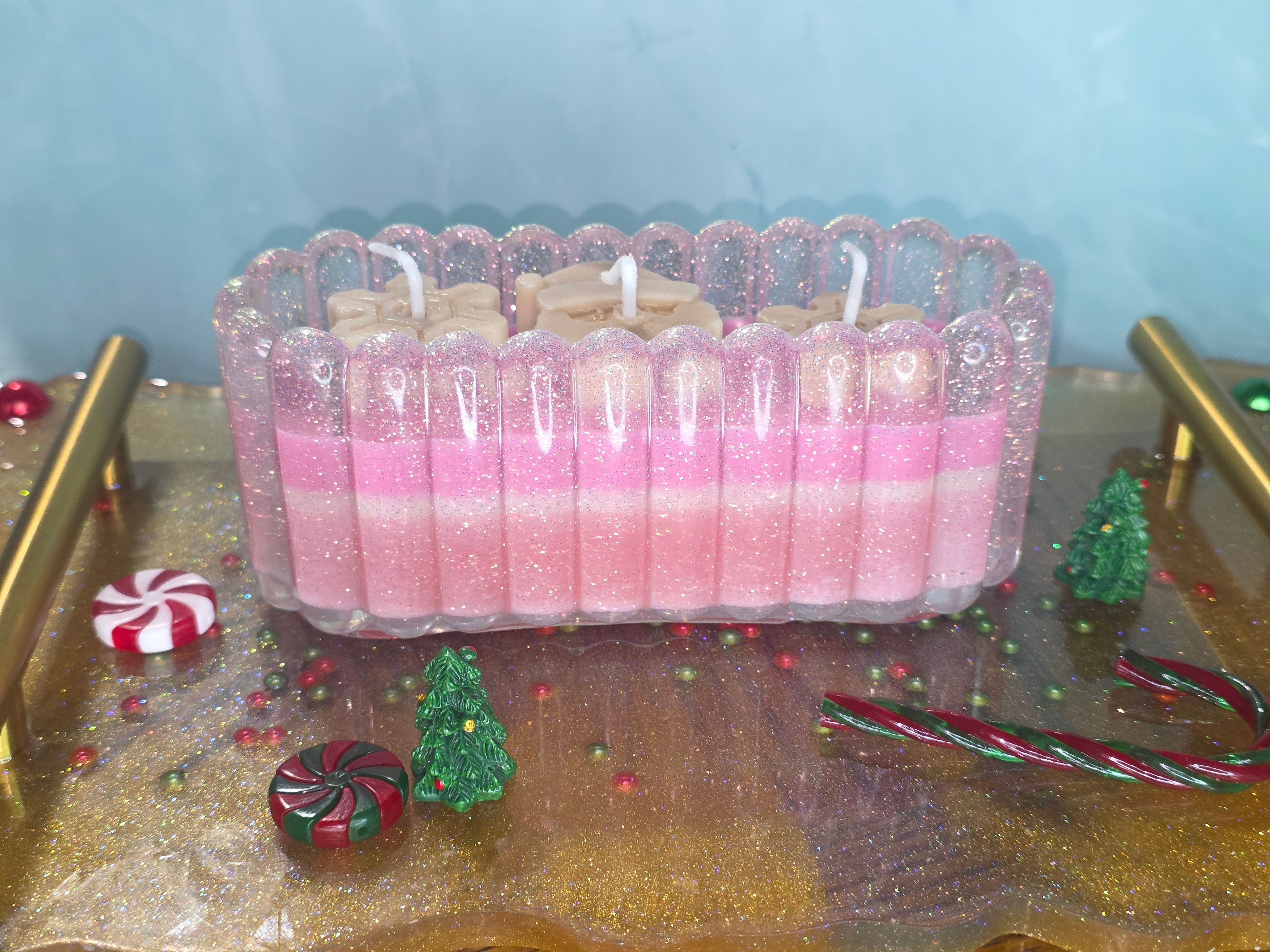 Shimmering Sorbet Snowdrift in a handmade resin vessel.