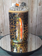 16oz Glass Snow Globe Tumbler with Glitter in handle