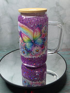 16oz Glass Snow Globe Tumblers with handle