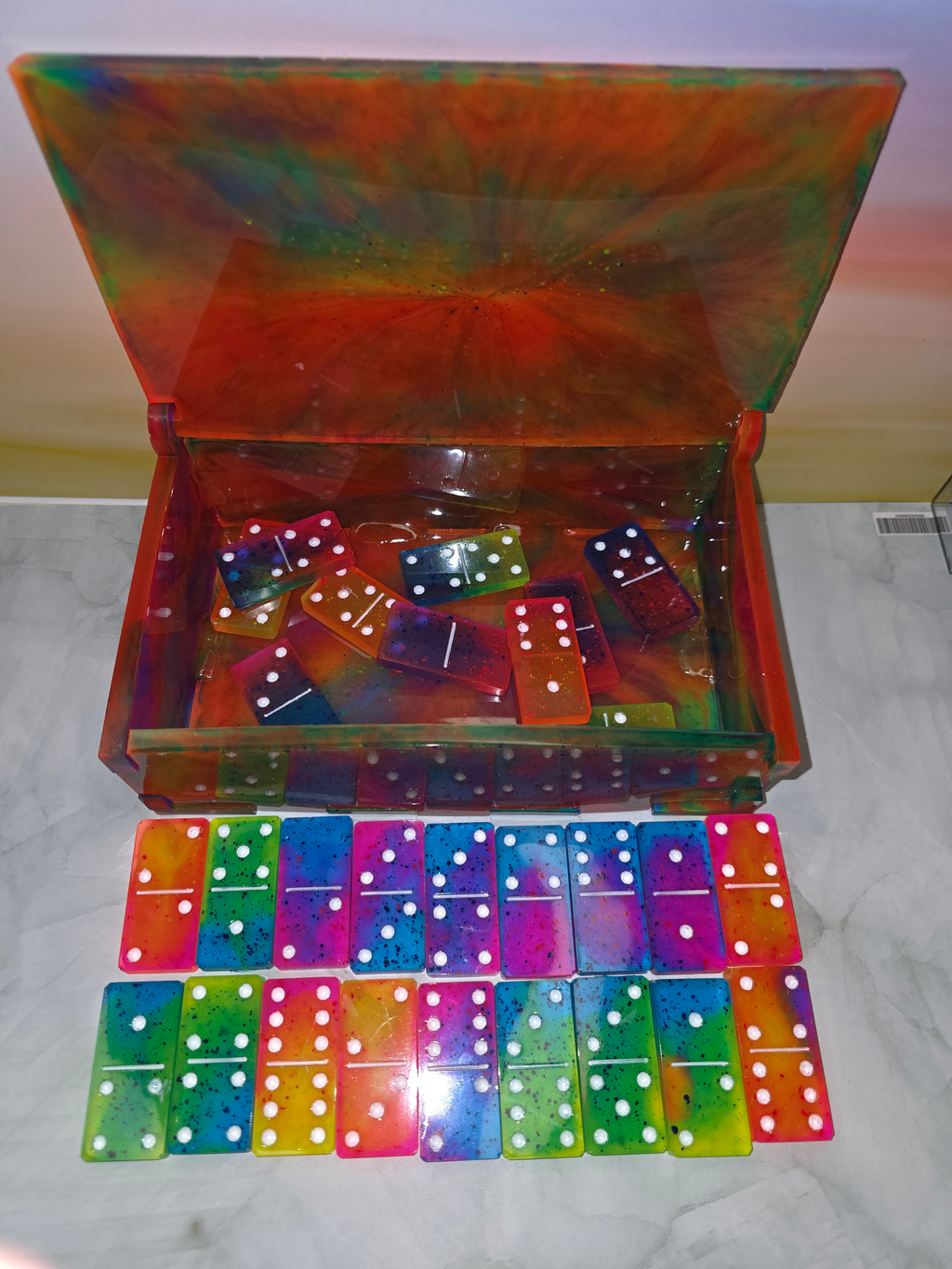 Handcrafted Resin Domino Set & Storage Box