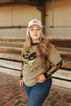 Sequin Camo Bow Patch Tee